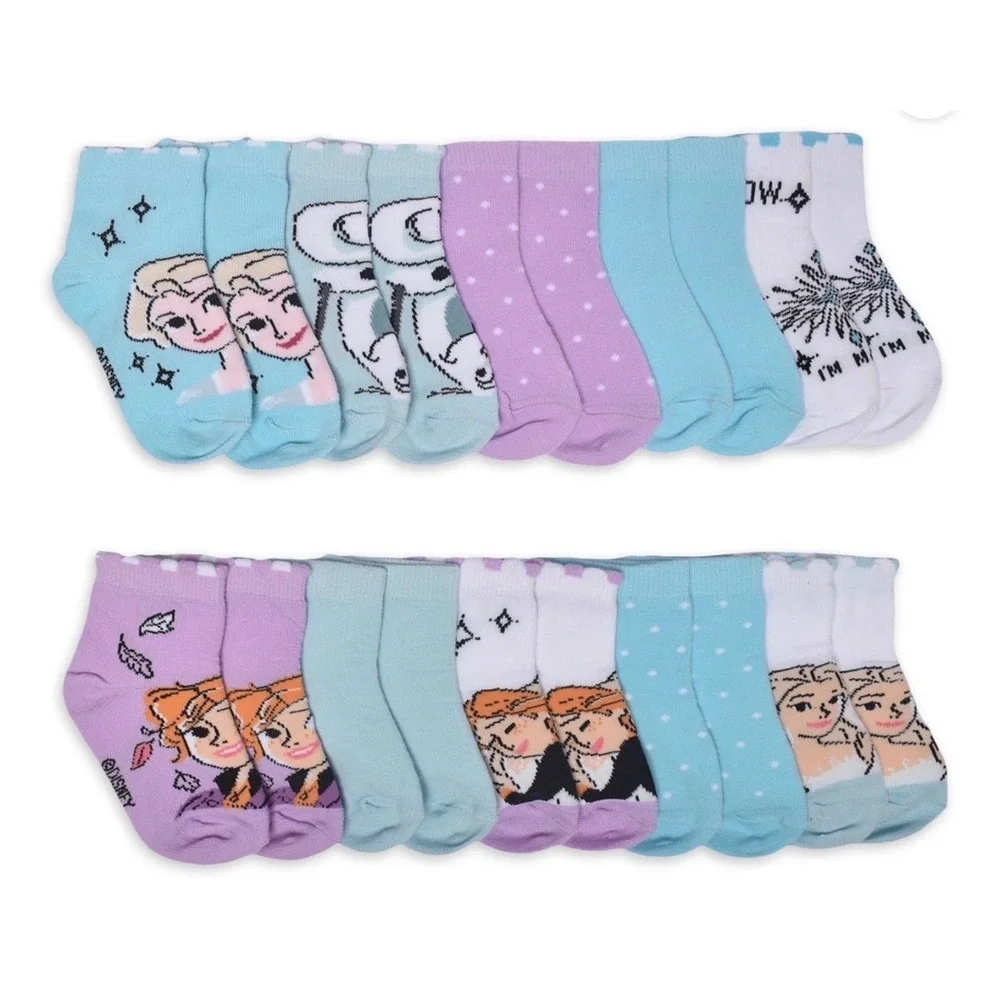 NEW Disney Toddler 4T-5T 20 Ankle Socks Pink Blue Minnie Mouse‎ Frozen Elsa Anna